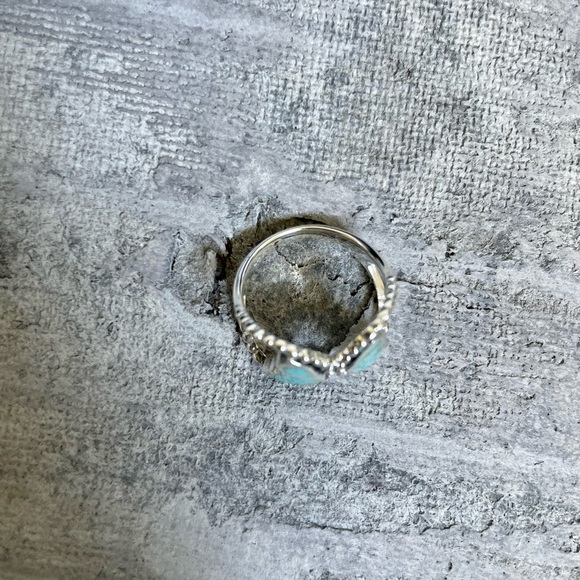 925 sterling silver butterfly Ring w turquoise inlay wings and beaded edge, 7 - Picture 3 of 5